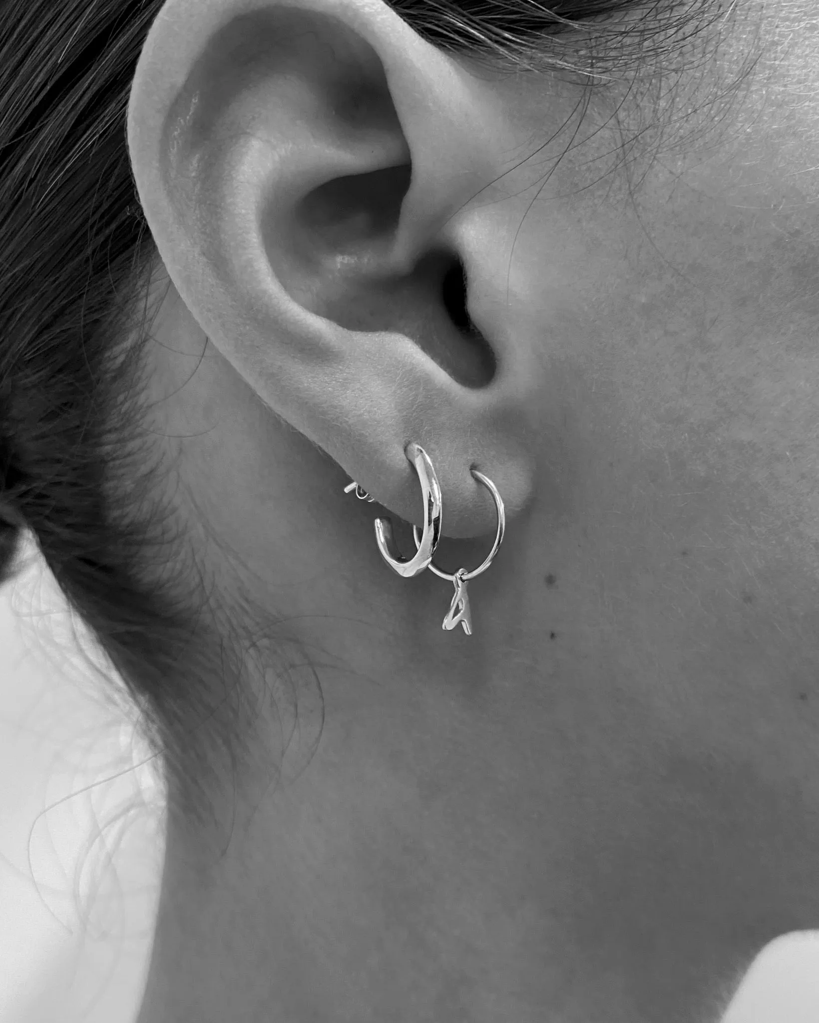 Tiny Letter Earring | Silver