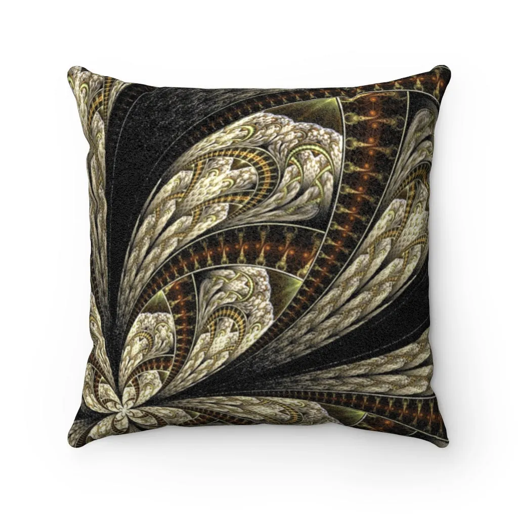 Unique Faux Suede Throw Pillow Black Gold, Pillow Included, Beautiful Decorative Faux Suede Cushions, Unique Luxury Cushions, 4 Sizes