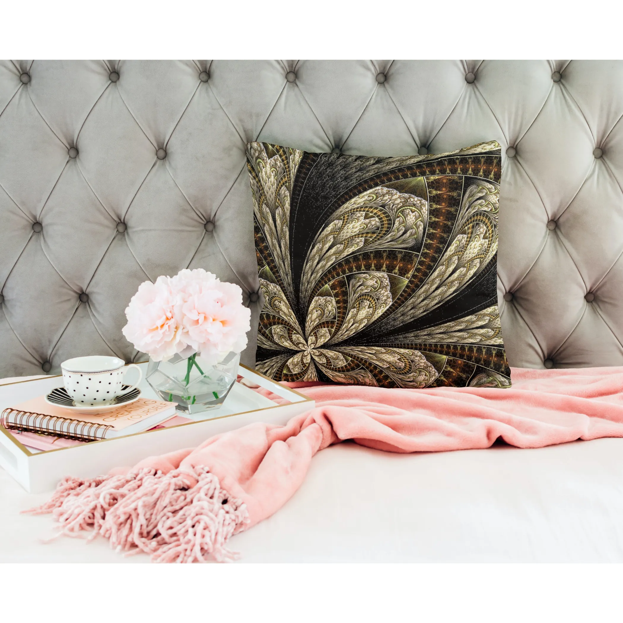 Unique Faux Suede Throw Pillow Black Gold, Pillow Included, Beautiful Decorative Faux Suede Cushions, Unique Luxury Cushions, 4 Sizes