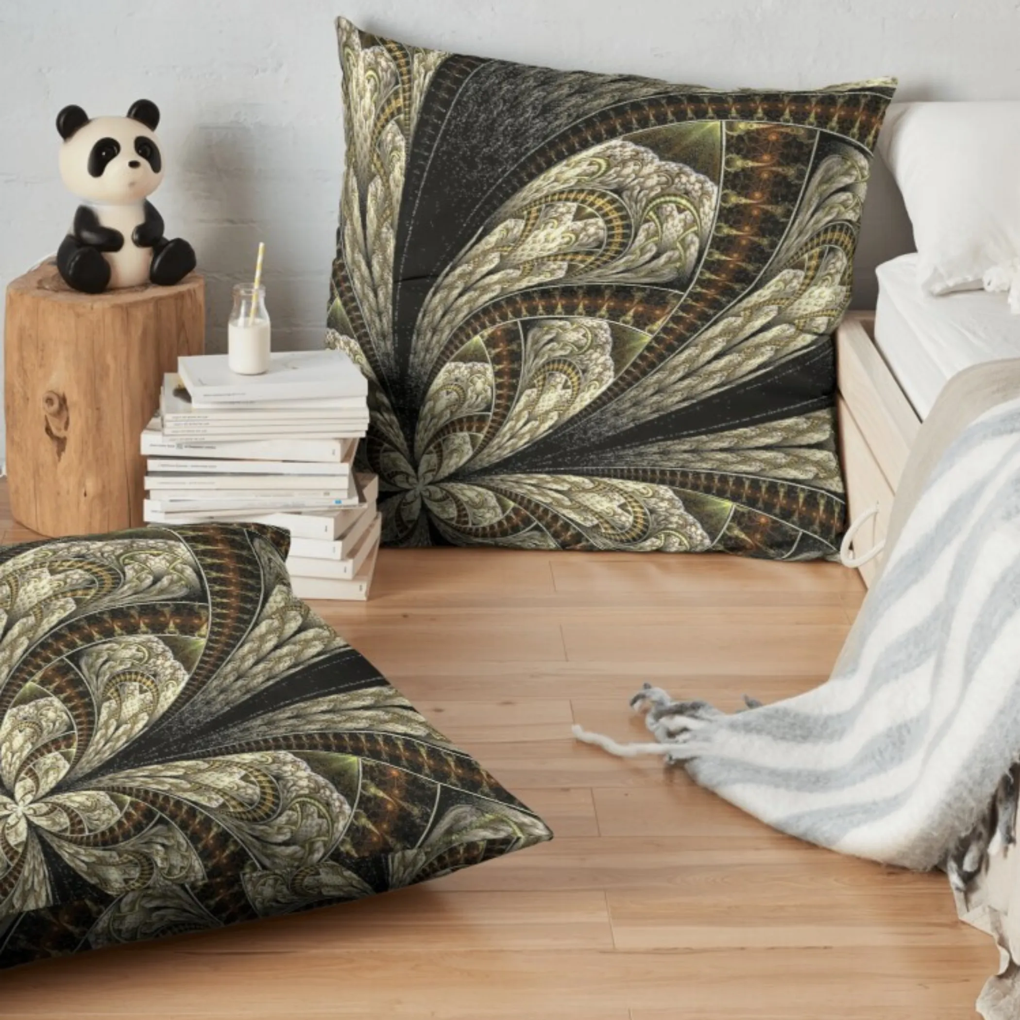 Unique Faux Suede Throw Pillow Black Gold, Pillow Included, Beautiful Decorative Faux Suede Cushions, Unique Luxury Cushions, 4 Sizes