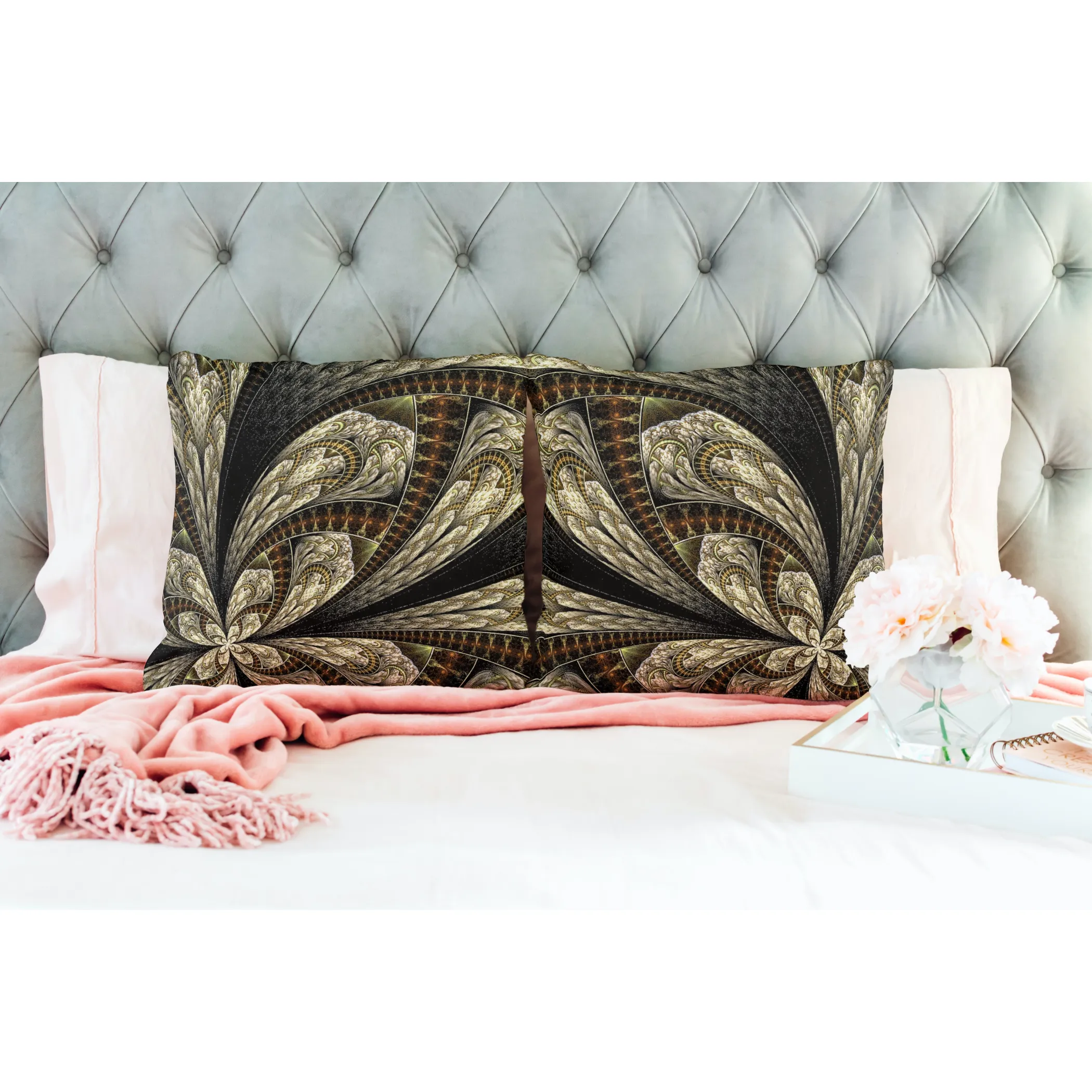 Unique Faux Suede Throw Pillow Black Gold, Pillow Included, Beautiful Decorative Faux Suede Cushions, Unique Luxury Cushions, 4 Sizes