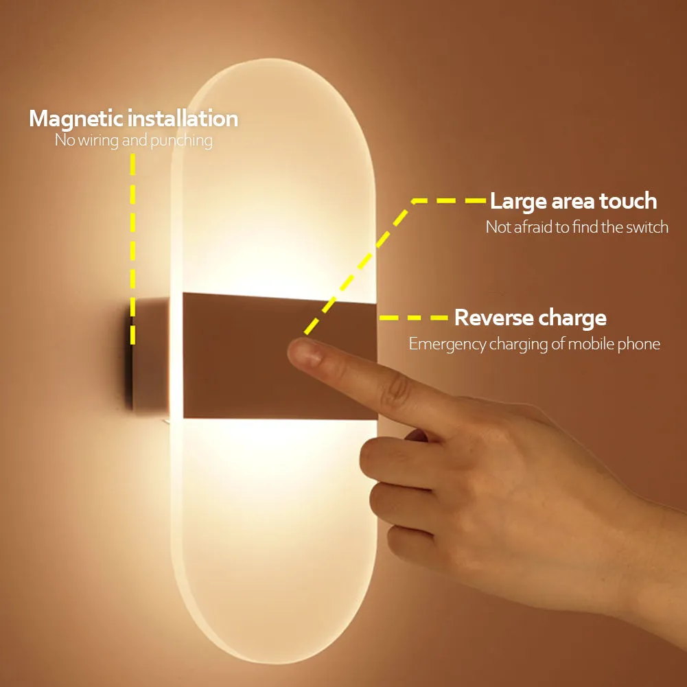 USB Rechargeable Wall Lights Home Indoor Motion Sensor Lighting Bedroom Bedside Lamp Corridor Stairway Decor Lights Wall Lamp | Brodtica.com