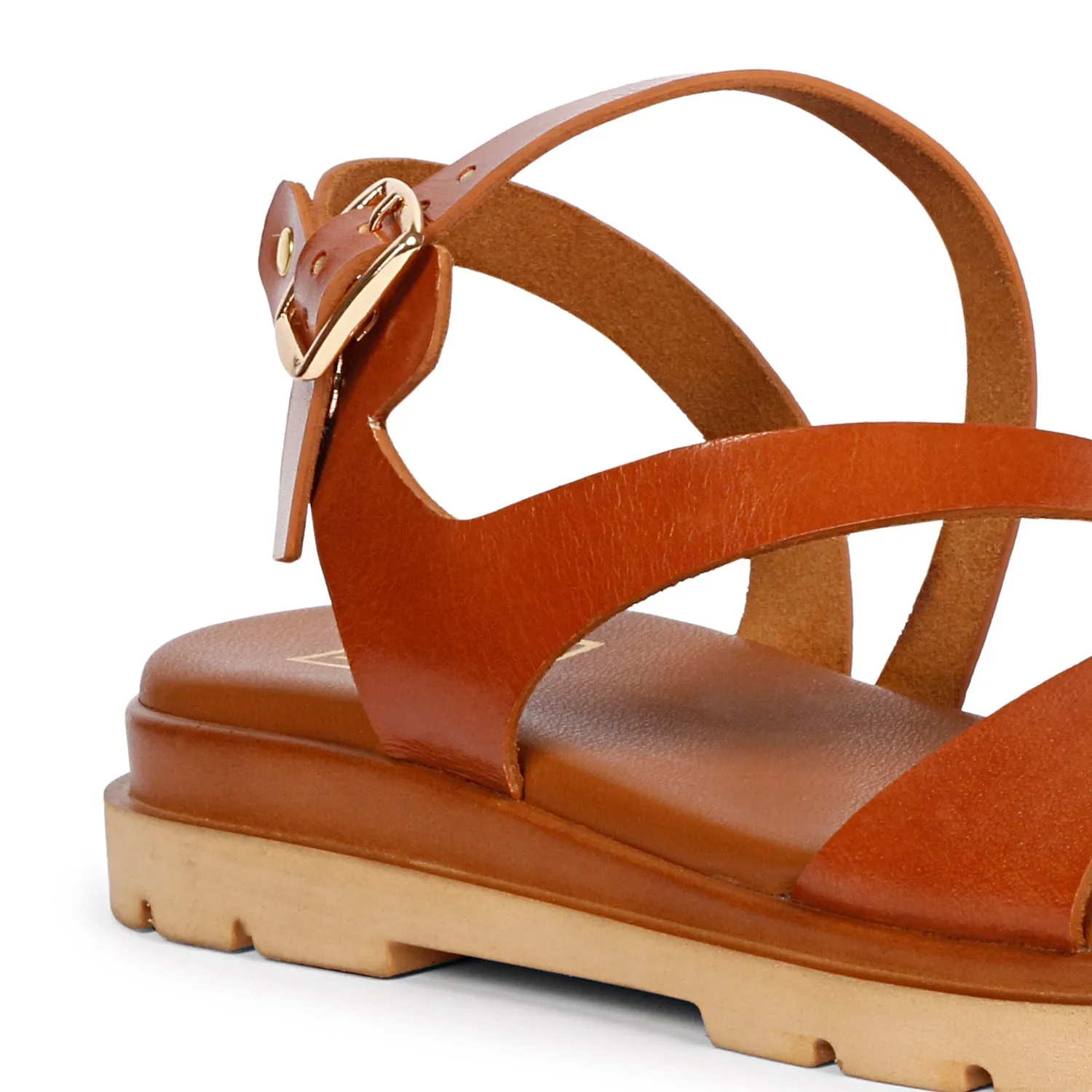 Vivi Blu - Kamla Flats Footwear - Cognac