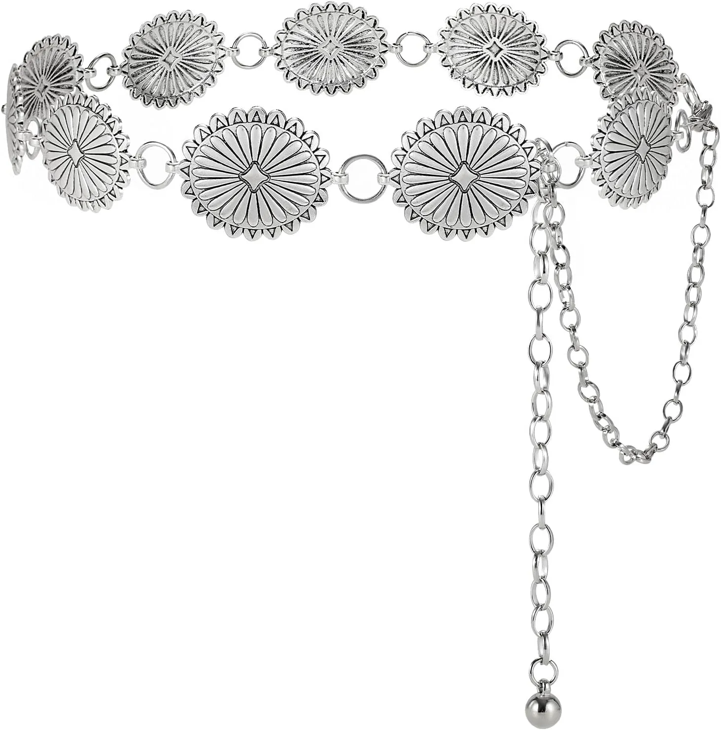 Western Belts for Women, Cowgirl Gold Chain Belt, Metal Concho Belts for women Dresses Jeans Country Concert Outfit