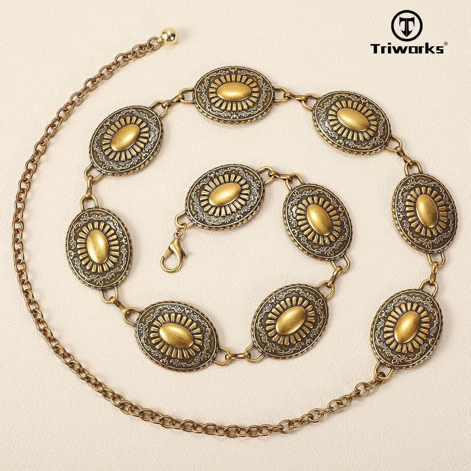Western Belts for Women, Cowgirl Gold Chain Belt, Metal Concho Belts for women Dresses Jeans Country Concert Outfit