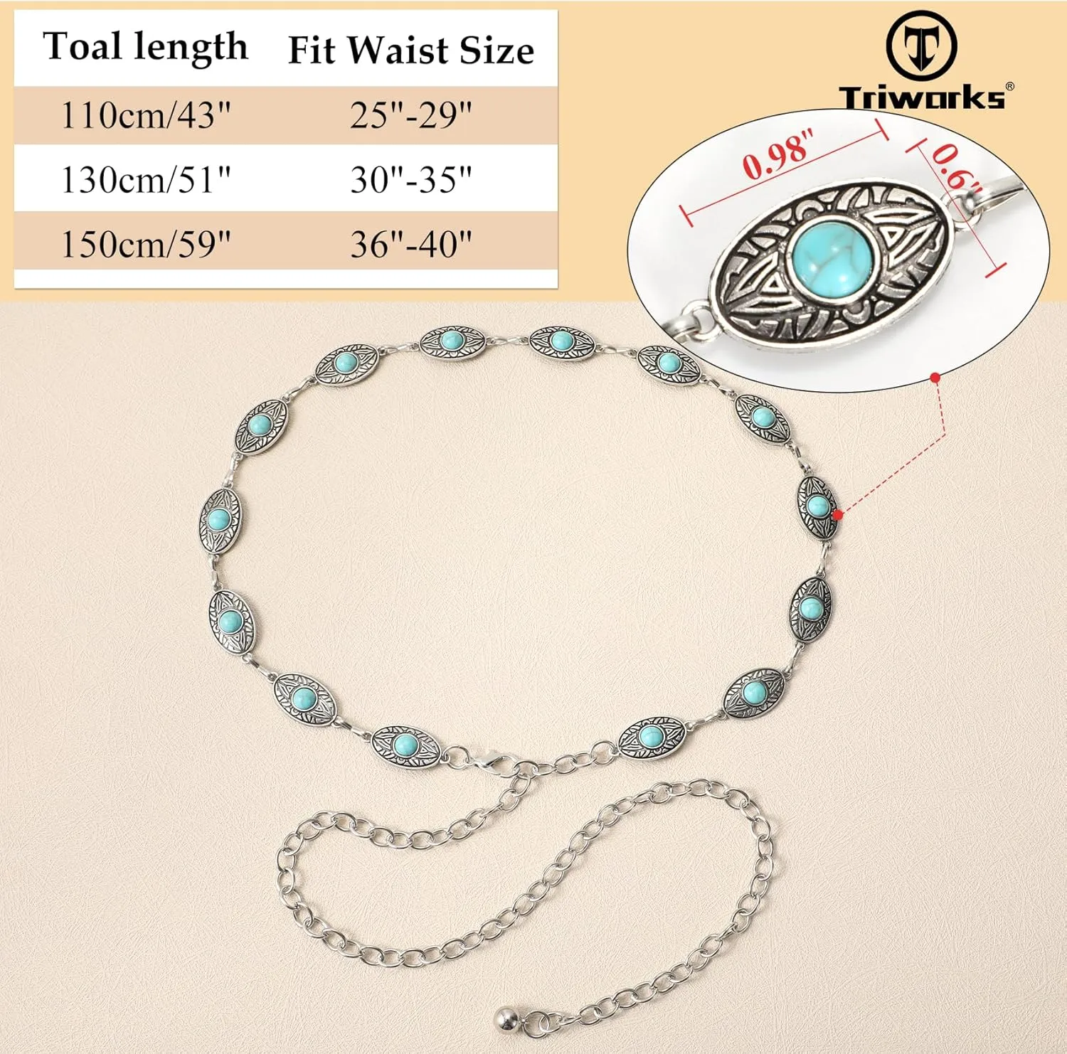 Western Belts for Women, Cowgirl Gold Chain Belt, Metal Concho Belts for women Dresses Jeans Country Concert Outfit