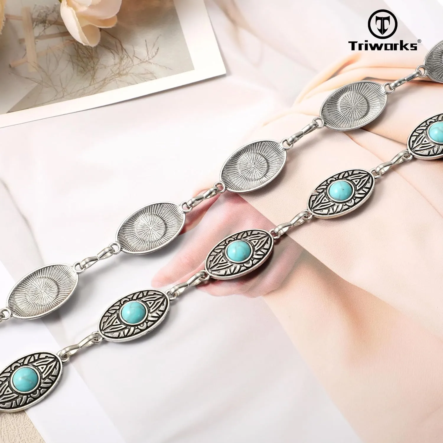 Western Belts for Women, Cowgirl Gold Chain Belt, Metal Concho Belts for women Dresses Jeans Country Concert Outfit