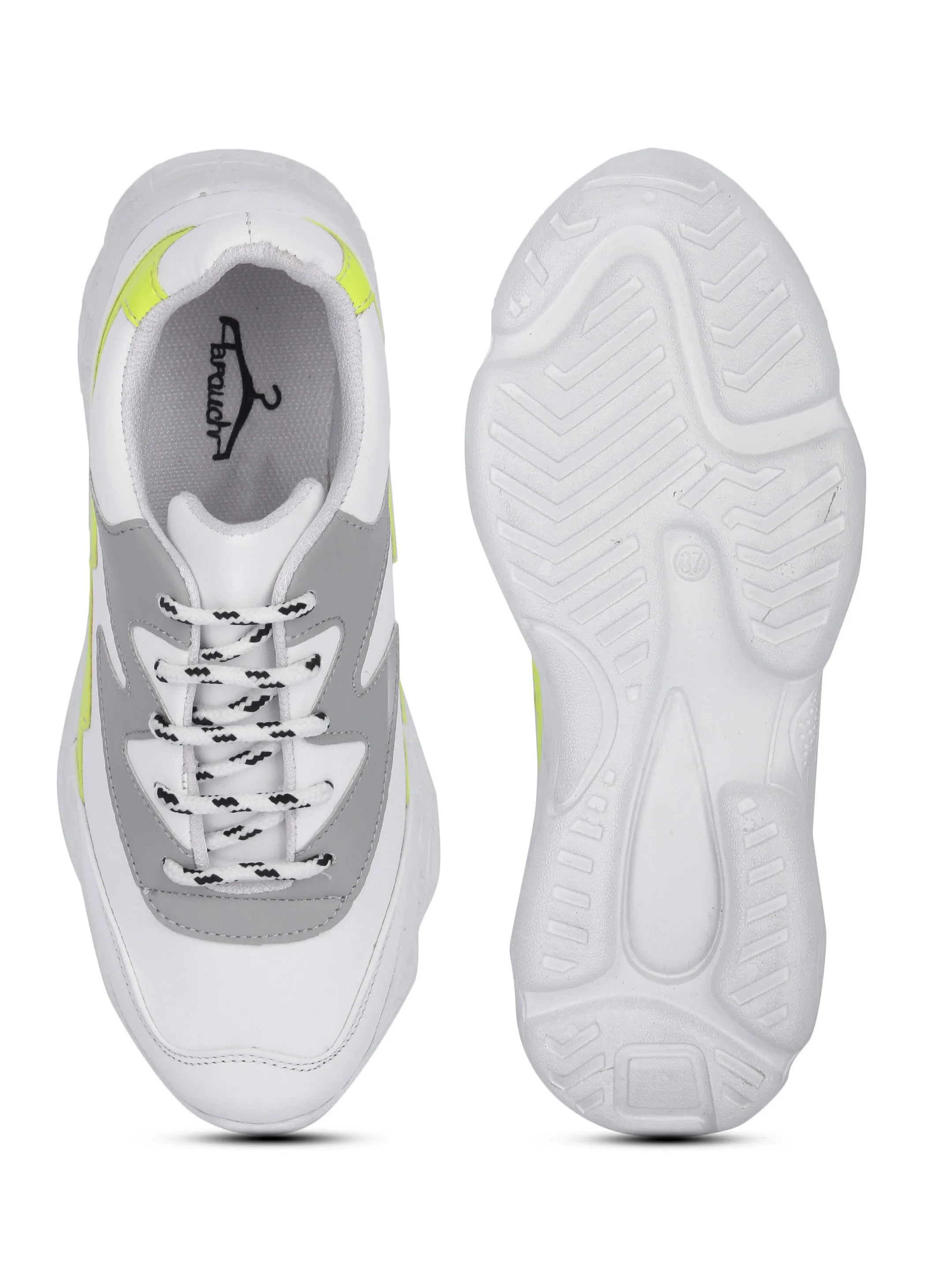 White and Neon Thunder Casual Sneaker