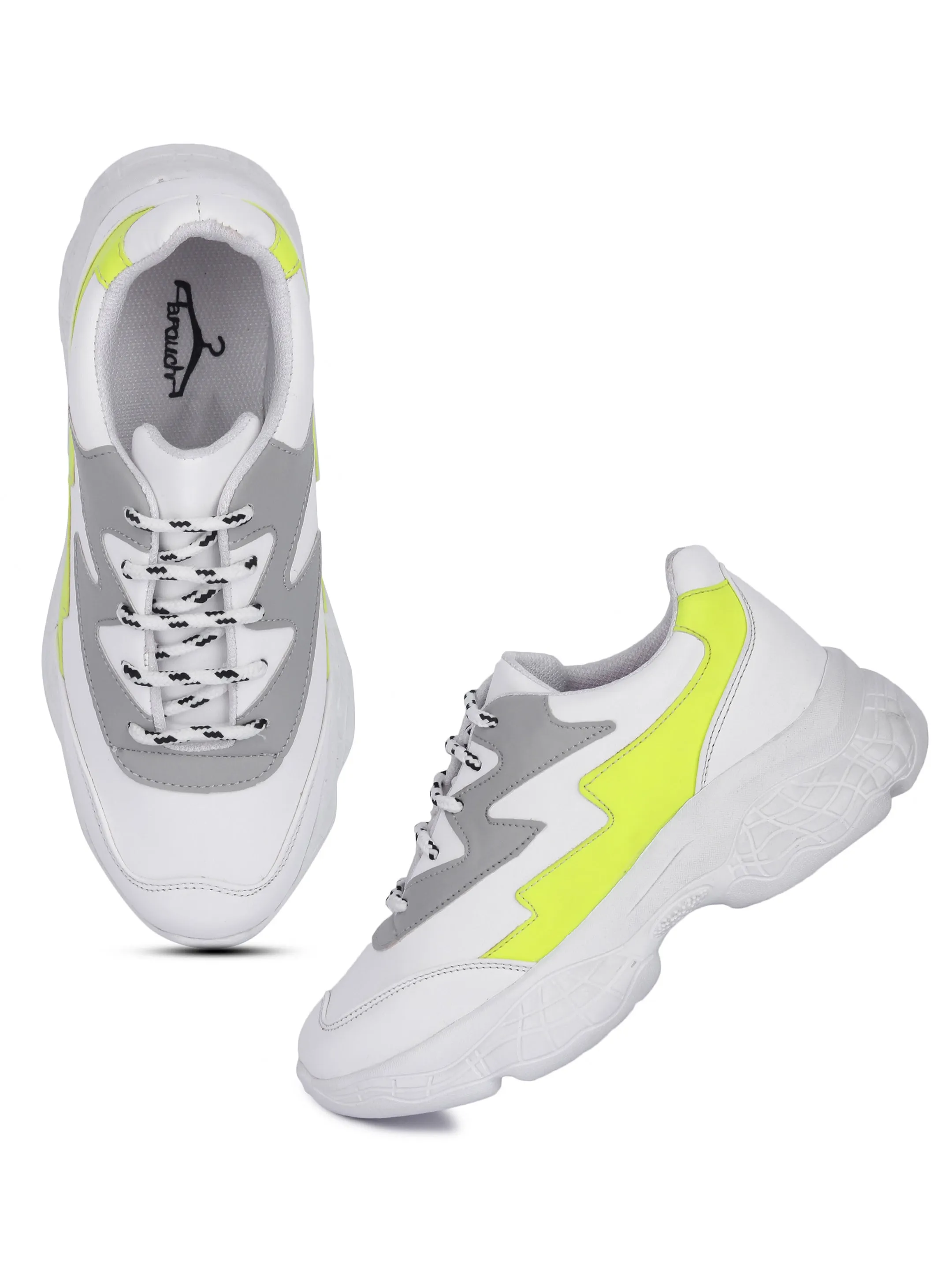 White and Neon Thunder Casual Sneaker