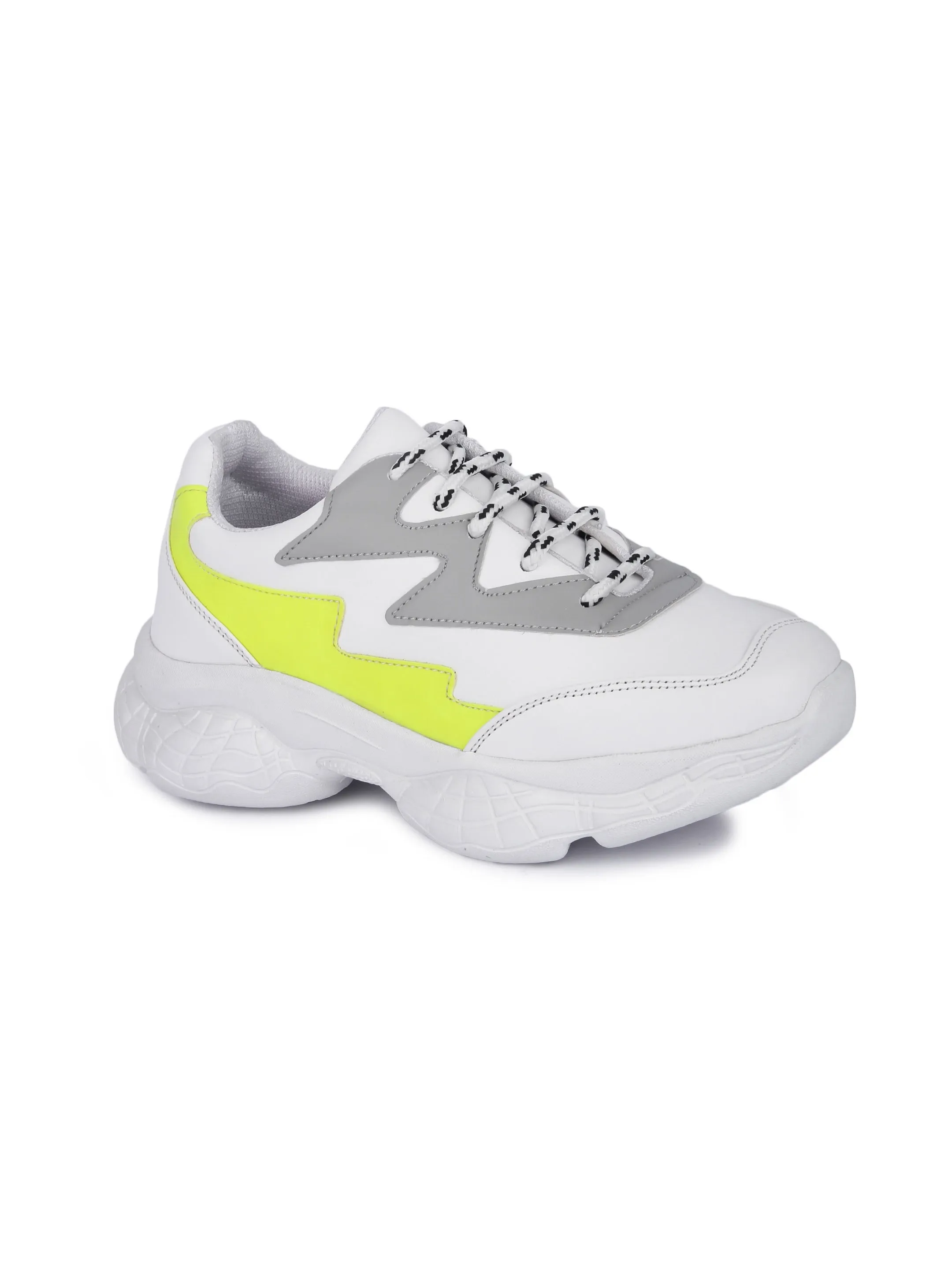 White and Neon Thunder Casual Sneaker