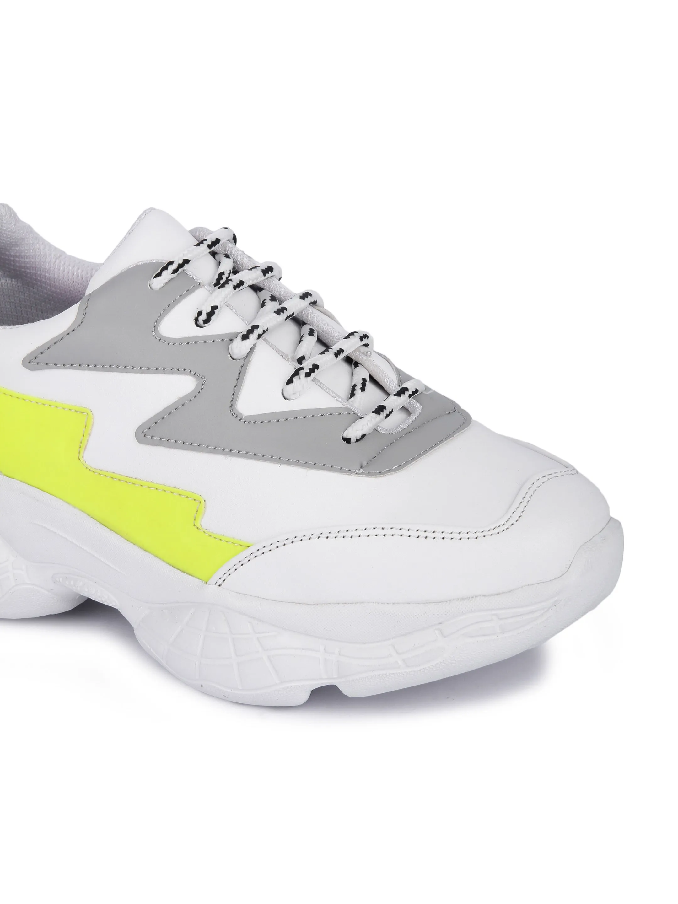 White and Neon Thunder Casual Sneaker