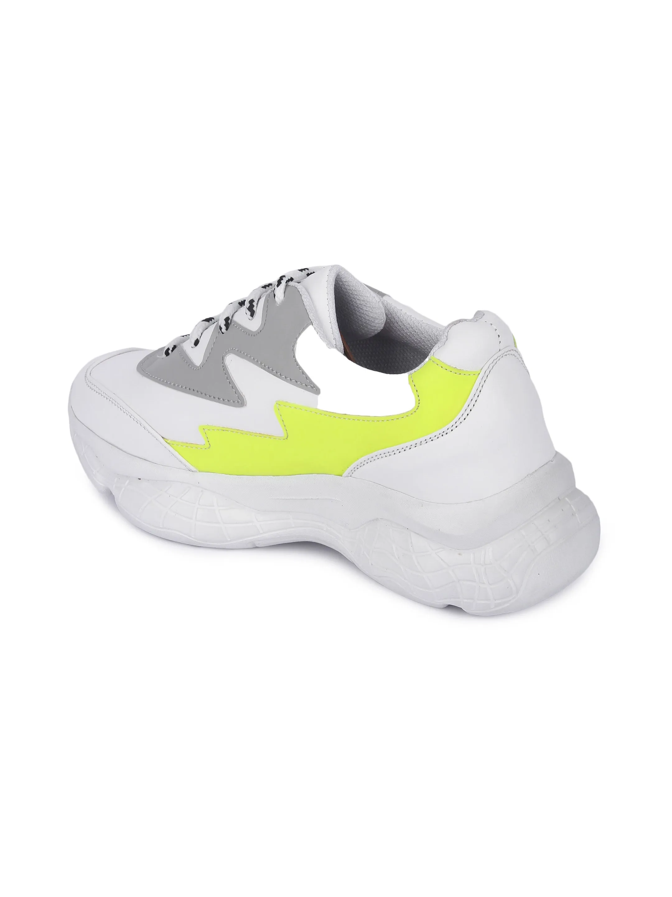 White and Neon Thunder Casual Sneaker