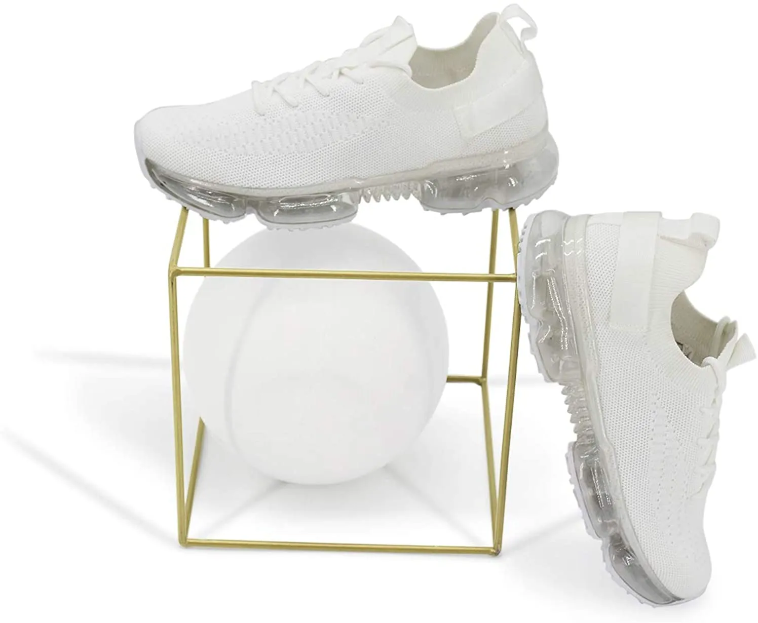 Women Air Cushion Solid/Colorful Soft Transparent Sports Lightweight Breathable Mesh Platform Sneakers