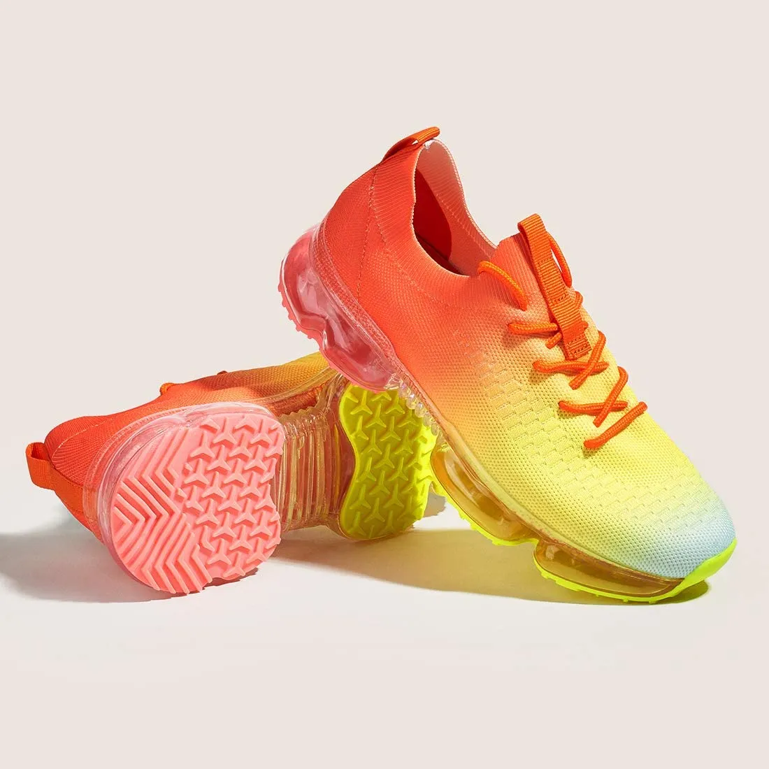 Women Air Cushion Solid/Colorful Soft Transparent Sports Lightweight Breathable Mesh Platform Sneakers