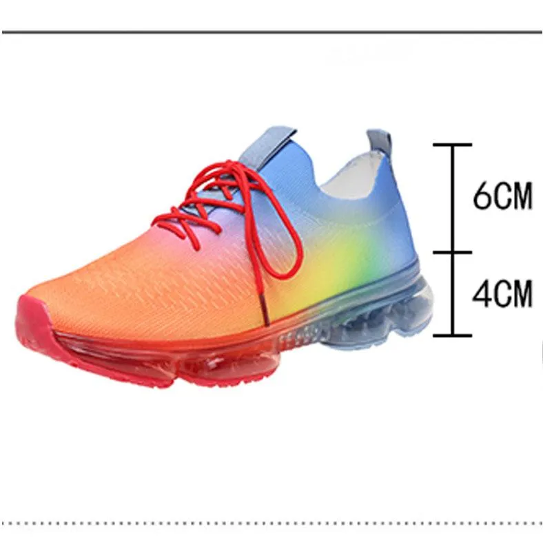 Women Air Cushion Solid/Colorful Soft Transparent Sports Lightweight Breathable Mesh Platform Sneakers