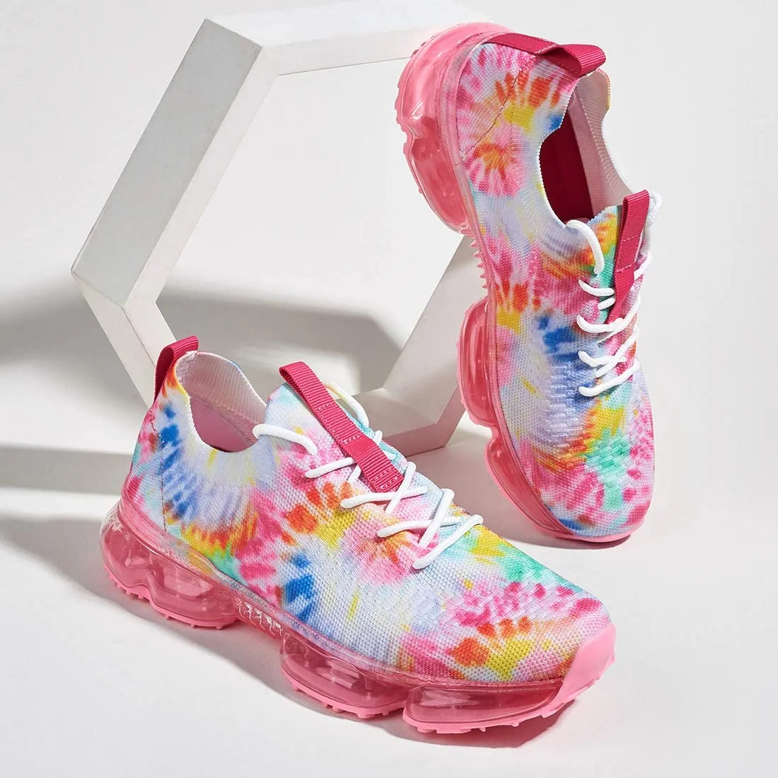 Women Air Cushion Solid/Colorful Soft Transparent Sports Lightweight Breathable Mesh Platform Sneakers