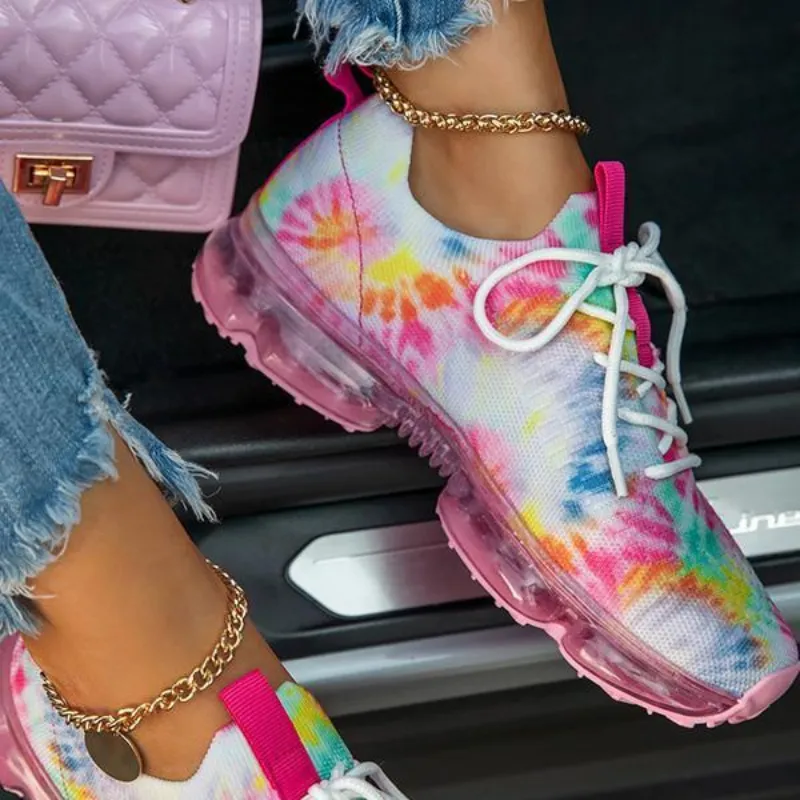 Women Air Cushion Solid/Colorful Soft Transparent Sports Lightweight Breathable Mesh Platform Sneakers